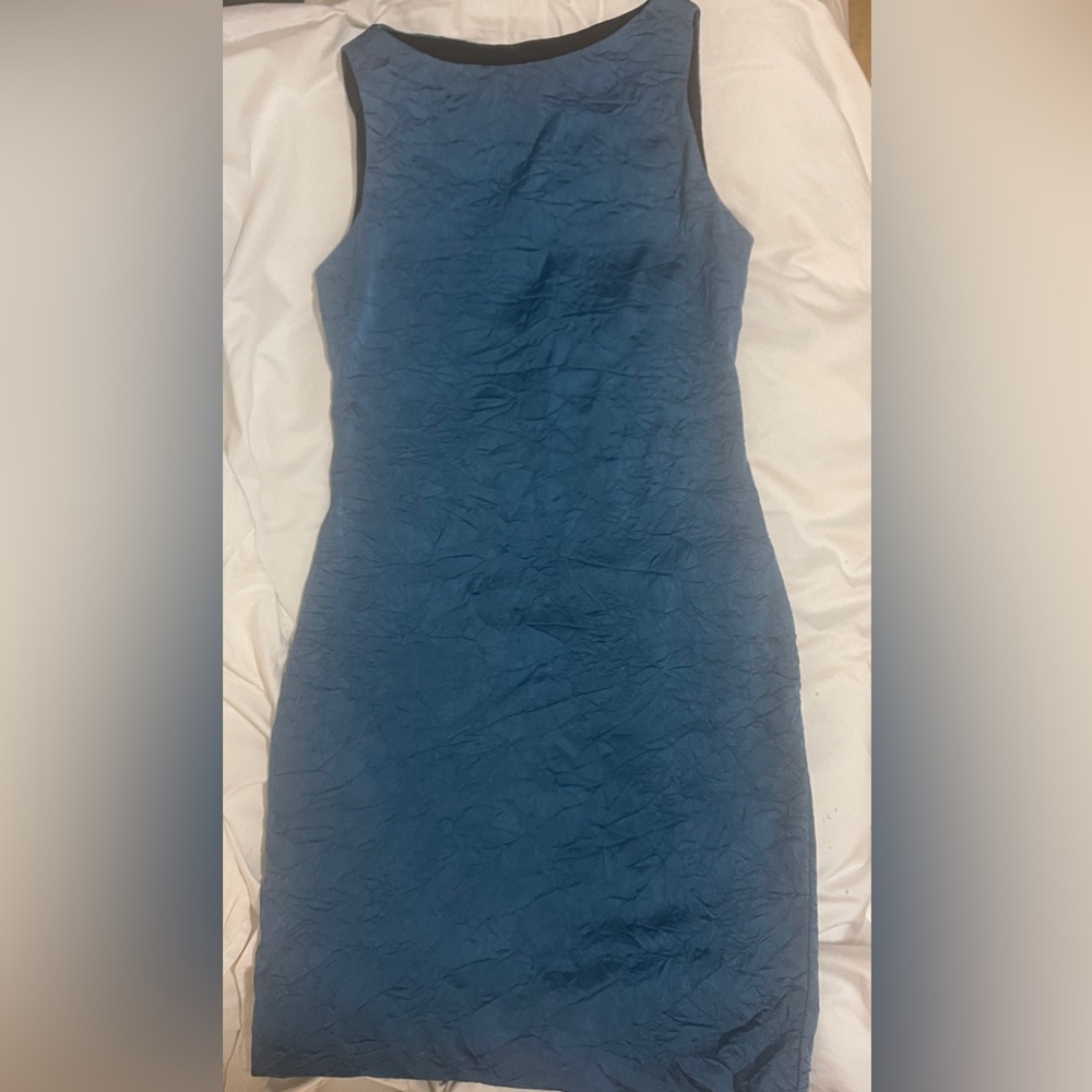 Nicole Miller Collection Turquoise Crushed Silk Classy Dress